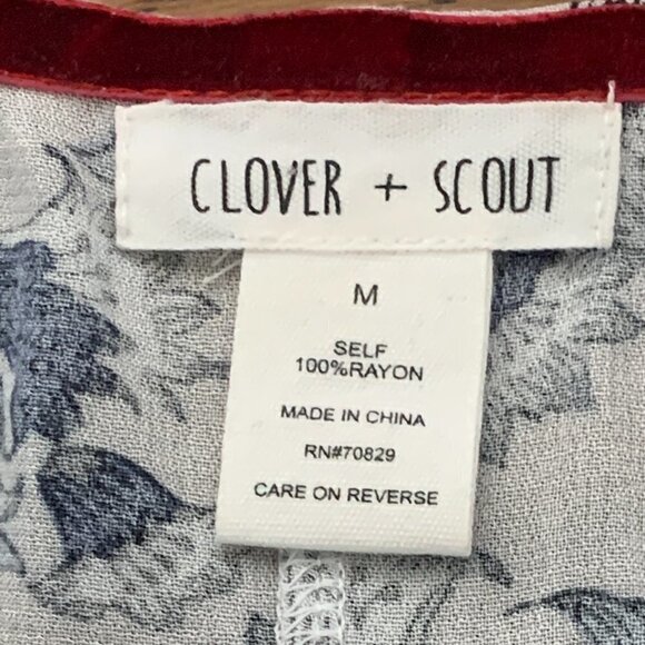 Clover + Scout M BOHO Lagenlook LS Blouse Mixed Floral Ladder Lace Trim 23G - Picture 7 of 8